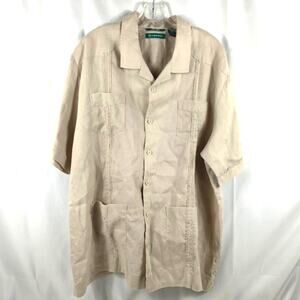 CUBAVERA  2XL XXL Short Sleeve Guayabera 100% Linene